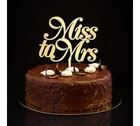 Miss To Mrs - Decoración para tarta personalizada con silueta de Mr & Mrs, decoración rústica personalizada para tartas de novia y novio para despedida de soltera, suministros de despedida de soltera