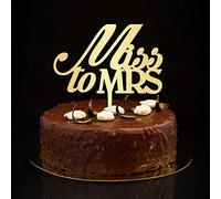 Miss To Mrs - Decoración para tartas de boda con texto en inglés "Mr And Mrs", personalizable, romántica novia y novio, decoración para tartas de boda, despedida de soltera, regalos de boda para