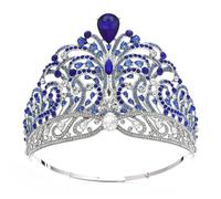 Miss Universe Force For Good Crown - Tiara con diamantes de imitación brillantes, círculo completo, grande, ajustable, para novia