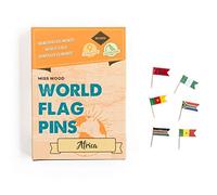 Miss Wood Africa Banderas del Mundo con Botones, Adhesivo, Naranja, 15.6 x 11 x 2 cm