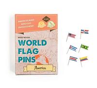 Miss Wood America Banderas del Mundo World Flag Pins, Adhesivo, Rosa, 15.6 x 11 x 2 cm