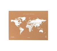 Miss Wood Map L, Mapa del Mundo de Corcho, 45 x 60 cm, Natural/ Blanco