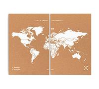 Miss Wood Map Mapa del Mundo de Corcho, Blanco, XXL (120x90cm), 2 Unidades