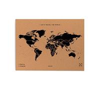 Miss Wood Map, Mapa del Mundo de Corcho, Natural/Negro
