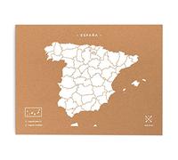 Miss Wood Mapa de España de Corcho, Pino, Blanco, XL-60x90cm