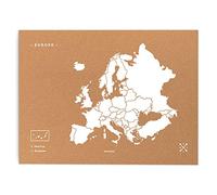 Miss Wood Mapa de Europa de Corcho, Pino, Blanco, XL-60x90cm