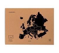 Miss Wood Mapa de Europa de Corcho, Pino, Negro, XL-60x90cm