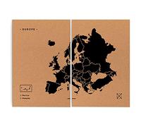 Miss Wood Mapa de Europa de Corcho, Pino, Negro, XXL-90x120cm