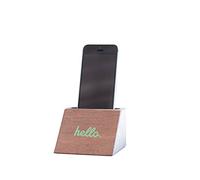 Miss Wood Woody Dock - Soporte de teléfono de Madera con diseño Hello, Color Verde