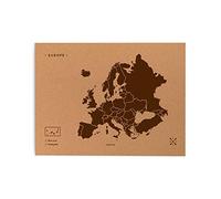Miss Wood Woody Map L - Mapa del Mundo de Corcho con diseño Europa, Color marrón