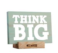 Miss Wood Woody S - Objeto de decoración de Madera, Incluye Soporte con diseño Think Big, Color Verde Pastel