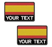 Misscase Parches personalizados con nombre militar, 2 piezas Parche táctico bordado personalizado de la bandera española, para mochilas Camisa de trabajo uniforme (9x5.8-Military)