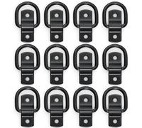 MissFox 12 Piezas Anillos de Amarre, Anillo de Anclaje D de Acero Inoxidable, Argollas de Amarre con Tornillos y Soporte - Carga 400KG - Anclaje de Amarre de Anillo D para Remolques, Camiones, Barcos