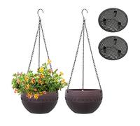 MissFox 2 Piezas Macetas Colgantes con Gancho Desmontable - 13 cm Maceteros Decorativos para Interior y Exterior, con Agujeros de Drenaje - Ideal para Jardín, Balcón y Hogar