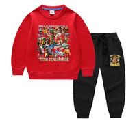 MissFox Chándal Italian Brainrot Niños 2 Piezas - Conjunto de Ropa Deportiva con Sudadera y Pantalones, Estilo Tung Tung Tung Sahur, Ropa Casual para Niños y Niñas