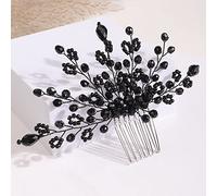 Missgrace Peine de pelo de cristal negro para mujer, accesorio para el cabello para fiesta de graduación