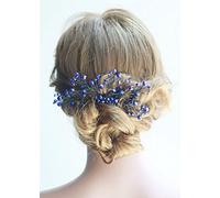 Missgrace - Peine para el pelo de novia y mujer, cristal, azul marino, para bodas y fiestas, estilo vintage, accesorios para el pelo de novia