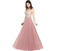 Misshow Vestido de noche largo de gran tamaño, sexy espalda descubierta, elegante, vestido de gala promocional, Rosa profunda., 34