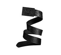 Mission Belt Cinturón de Cuero para Hombre - Cinturón sin Agujeros, Hebilla Metálicas - Eagle 40mm Swat Black Buckle, 1.5" Extra Large Black Strap