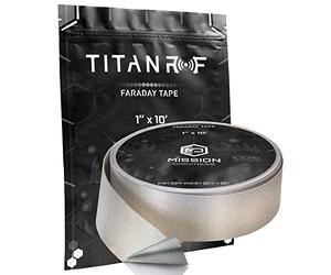Mission Darkness TitanRF Faraday Tape - High-Shielding Conductive Adhesive Tape // Used to Connect TitanRF Fabric Sheets or Seal RF Enclosures // 1" W x 120" L (2.54cm x 3.05m)