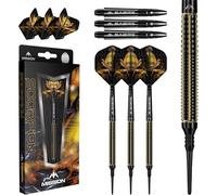 Mission Darts Dardos Javan, plata, barril de latón, juego de dardos con punta de acero, 22 g.