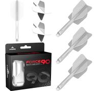 Mission Darts Force 90 | Sistema Integrado de Vuelo y Eje de Dardos Moldeado con Precisión, Paquete de 3 Vuelos y Tallos de Dardos Profesionales Combinados 2 en 1, Muy Duraderos | Delgado (Blanco