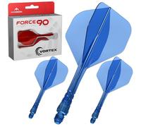Mission Darts | Force 90 Vortex | Sistema integrado de vuelo y eje de dardos moldeado de precisión | Múltiples estilos | Múltiples colores. (Estándar n.º 2 - mediano, azul transparente)
