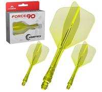 Mission Darts Force 90 Vortex | Sistema integrado de vuelo y eje de dardos moldeado de precisión | Múltiples estilos | Múltiples colores. (Estándar n.º 6 - Tweenie, amarillo neón transparente)