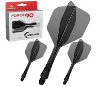 Mission Darts | Force 90 Vortex | Sistema integrado de vuelo y eje de dardos moldeado de precisión | Múltiples estilos | Múltiples colores. (Estándar n.º 6 - Tweenie, negro transparente)