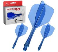 Mission Darts | Force 90 Vortex | Sistema integrado de vuelo y eje de dardos moldeado de precisión | Múltiples estilos | Múltiples colores. (Estándar n.º 6 - corto, azul transparente)