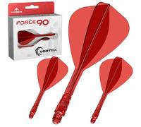 Mission Darts | Force 90 Vortex | Vuelo y eje moldeados | Forma de cometa | Múltiples longitudes y colores disponibles. (rojo, mediano)