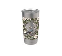 Mississippi ruiseñor y flores de magnolia Vaso térmico de acero inoxidable de doble pared