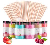 Misskandy,azucar para algodon de azucar/para máquina 1,8 kg (6 * 300g)/sabores: fresa, manzana, malvavisco, cola, frambuesa, piña colada, + 50 palos (30 cm) (ofrecido)