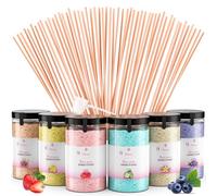 Misskandy® Kit de azúcar de algodón de 6 sabores, 72 porciones - Incluye 50 palitos para máquina de algodón de azúcar - Los sabores incluyen cola, vainilla, fresa, arándano, limón y manzana