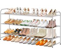 MISSLO Zapatero largo de 3 niveles para armario, organizador de zapatos, estante ancho apilable para zapatos con capacidad para 24 pares de zapatillas de deporte para hombre, tacones de mujer, botas,