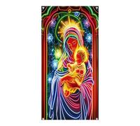 Missmisq Cubierta para Puerta De Navidad - Grandes Cubiertas De Tela Fluorescente con Escena De Jesús | Bandera Decorativa para Fiesta de Navidad - para Interior Exterior Hogar Porche Invierno Año