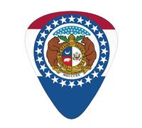 Missouri State Flag - 12 púas de guitarra por paquete, disponibles en 3 grosores diferentes, adecuadas para guitarras eléctricas, ukeleles, etc.