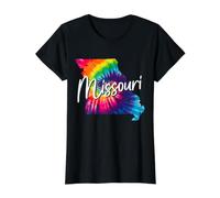 Missouri Tie Dye Mapa del Estado Orgullo Hippie Vintage Camiseta gráfica económica, Mujer, Negro, L