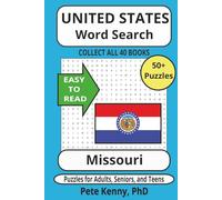 Missouri Word Search Puzzle Book: Word Searches with Easy to Read Print about Missouri, the Show Me state, cities, towns, & municipalities | 6x9 ... holidays, birthdays, and free time.