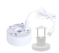 Mist Maker, 4 LED Fogger Humidificador de aire USB 5V Nebulizador para fuente de agua estanque con caja de cartucho de atomización (blanco)