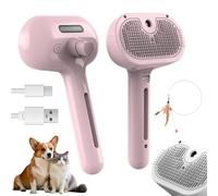 Mist Massage Brush, Furry Basics Pet Steam Grooming Brush, 2025 Pet Grooming Brushes with Water Tank and Release Button for Shedding Matted Hair, Type-C Rechargeable (Rosa)