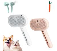 Mist Massage Dog Brush, Yopoll Mist Massage Brush, Pet Steam Hair Comb for Shedding, 3 In 1 Cat Steam Comb for Long & Short Haired Cat Dog (White+Pink)