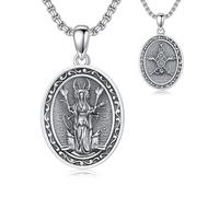 MISTBEE Athena/Medusa/Artemisa/Apolo/Hécate/Zeus/Poseidón/Sísifo Collar de plata de ley 925 con colgante de mitología griega para hombres y mujeres, 24.7*19.4mm, Plata esterlina, Sin piedra preciosa
