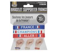 MISTER GADGET, MG3466, Conviértete en un seguidor francés con Este Juego de 3 Pulseras Azul, Blanco, Rojo en Eventos Deportivos como la Copa Mundial de Fútbol, 20,2x2x1,2 cm