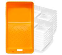 Mister Rui Bandeja de pintura, bandeja de pintura de plástico de 4 pulgadas con 15 piezas de revestimiento de color para sartén, bandeja de color desechable, bandeja de rodillo de color,