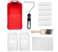 Mister Rui Juego de rodillos de espuma de 4 pulgadas, fundas de espuma de alta densidad, marco de rodillos, bandeja de pintura e inserciones de bandeja de pintura, pincel de pintura en ángulo de 2