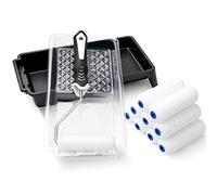 Mister Rui Juego de rodillos de pintura de 4 pulgadas, juego de rodillos de pintura, cubierta de espuma de 11 cm, bandeja de pintura estable, bandeja de pintura desechable y soporte para pintura y