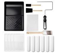 Mister Rui Kit de rodillo de color de 16 piezas, ruedas de 6 pulgadas de color de espuma, kit de rodillo de color de espuma, bandeja de color y revestimiento desechable, cepillo, herramientas de