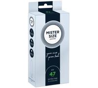 Mister Size 47 (XS) Preservativos ultrasensibles - 10 unidades | condones ultrafinos invisible de látex natural | extra húmedos con lubricante sexual