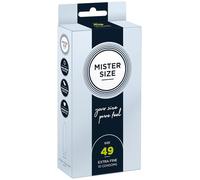 Mister Size 49 Preservativos ultrasensibles - 10 unidades | condones ultrafinos invisible de látex natural | extra húmedos con lubricante sexual